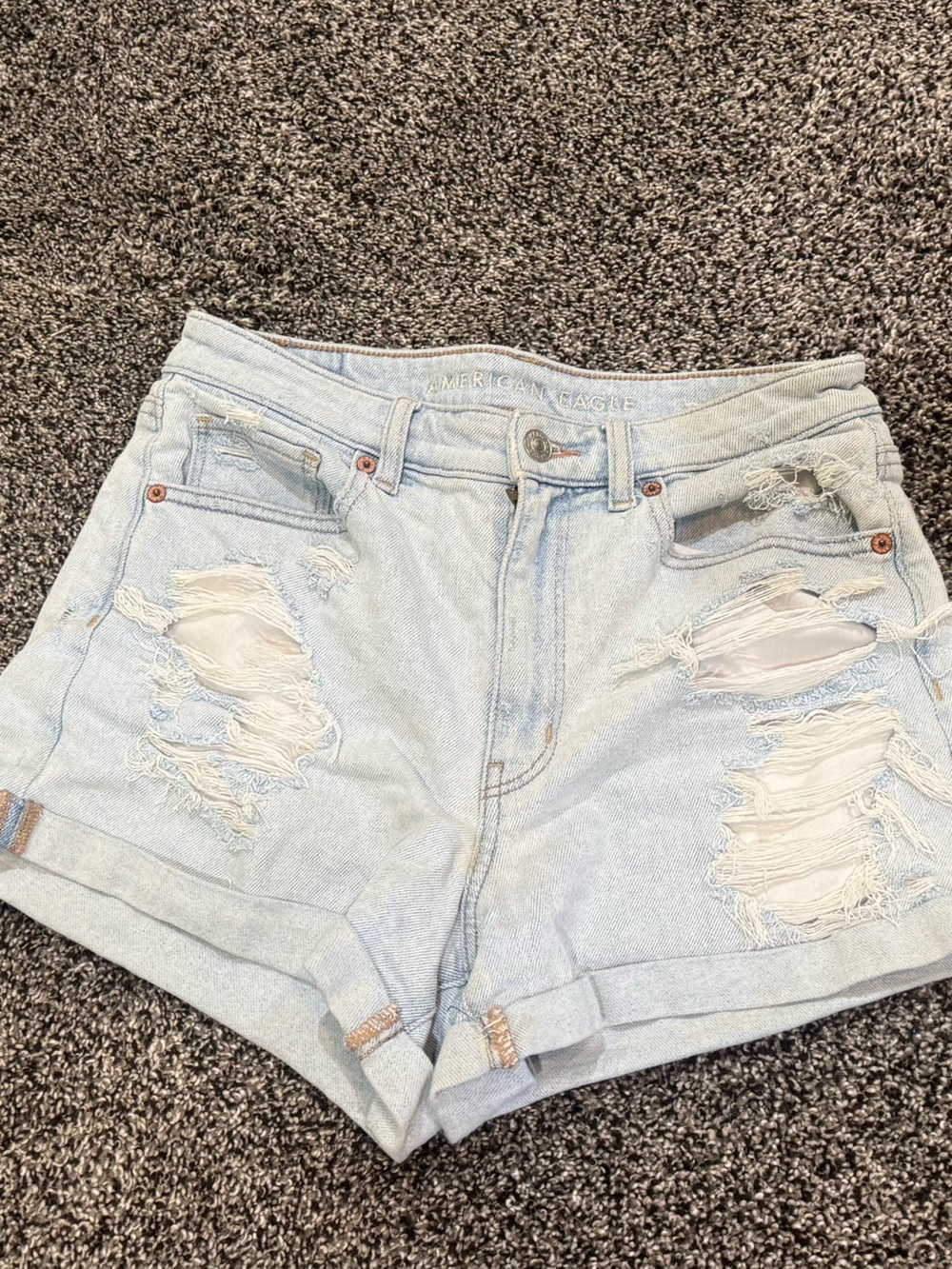 American Age Light Blue Distressed Denim Jean Shorts